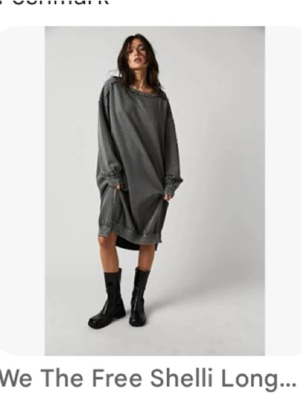 We The Free Shelli Oversized Midi Sweatshirt Dress in Charcoal Gray